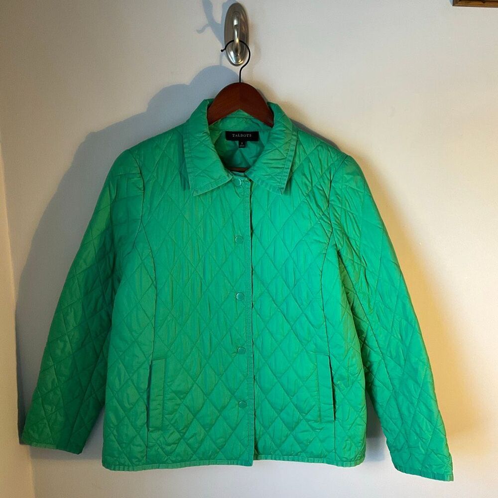 Talbots Kelly Green Quilted Barn Coat, S. Preppy Spring - Picture 11 of 14